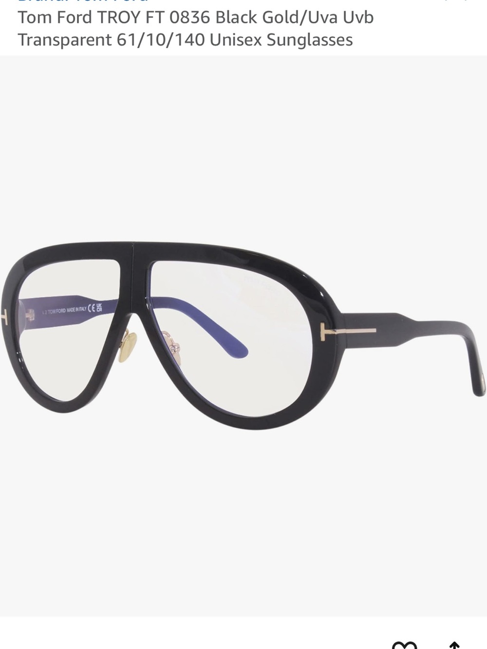 Tom Ford Black & Gold Aviator Sunglasses